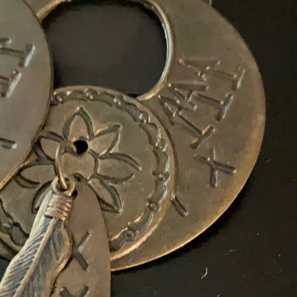 Vintage Native American Style Aluminum 4” Earrings - Picture 3 of 4